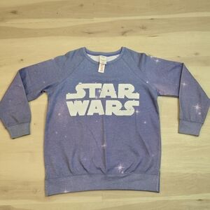 Disney Star Wars Sequin Spell Out Sweatshirt Sz M Lavender Long Sleeve Pullover